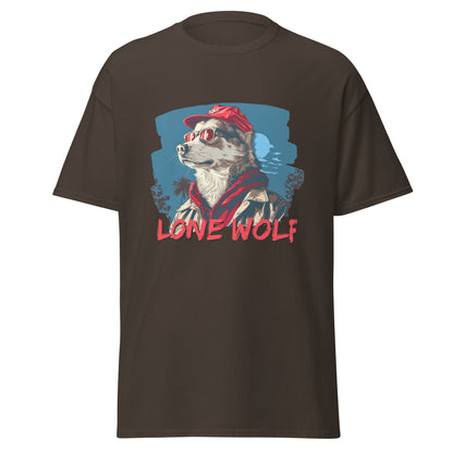 T-shirt classique unisexe avec casquette rouge Lone Wolf