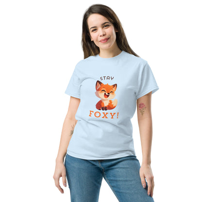 Restez foxy dessin animé renard roux Tee-shirt classique unisexe