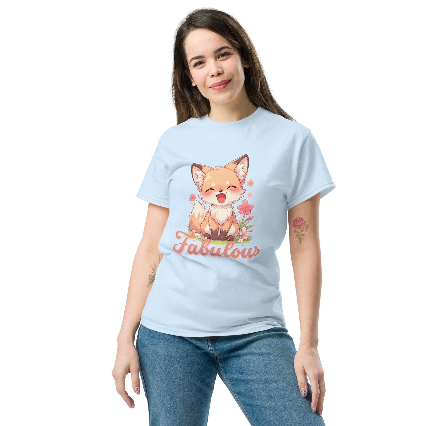 Fabuleux renard mignon souriant Tee-shirt classique unisexe