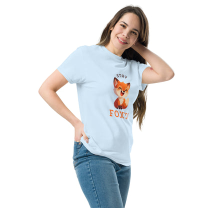 Restez foxy dessin animé renard roux Tee-shirt classique unisexe