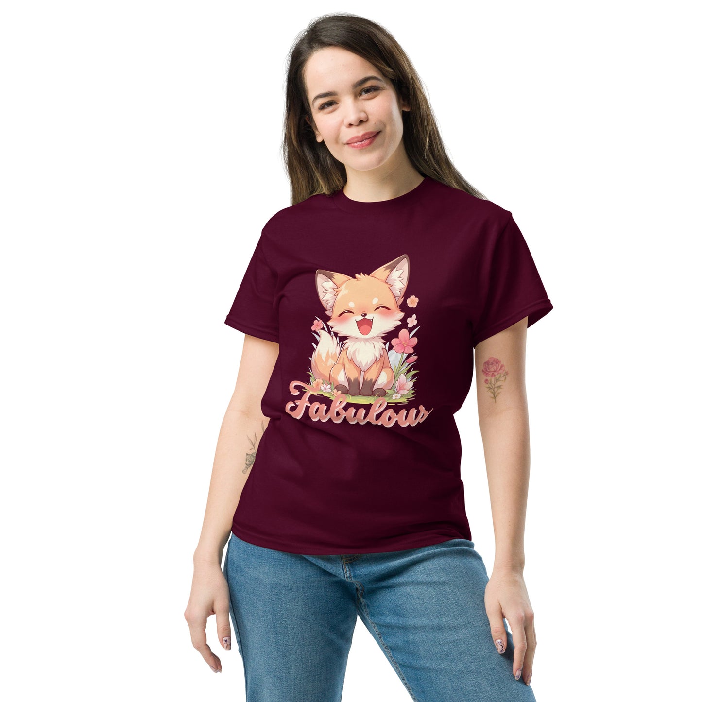 Fabulous cute fox smiling Unisex classic tee