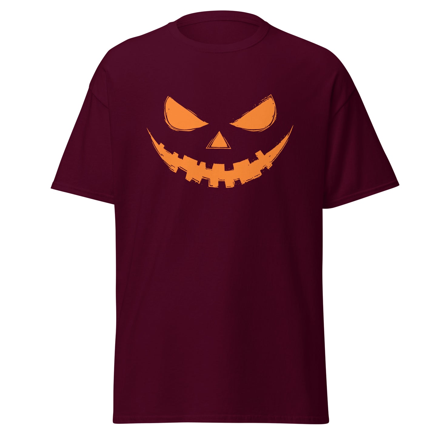 Orange evil pumpkin smile Unisex classic tee