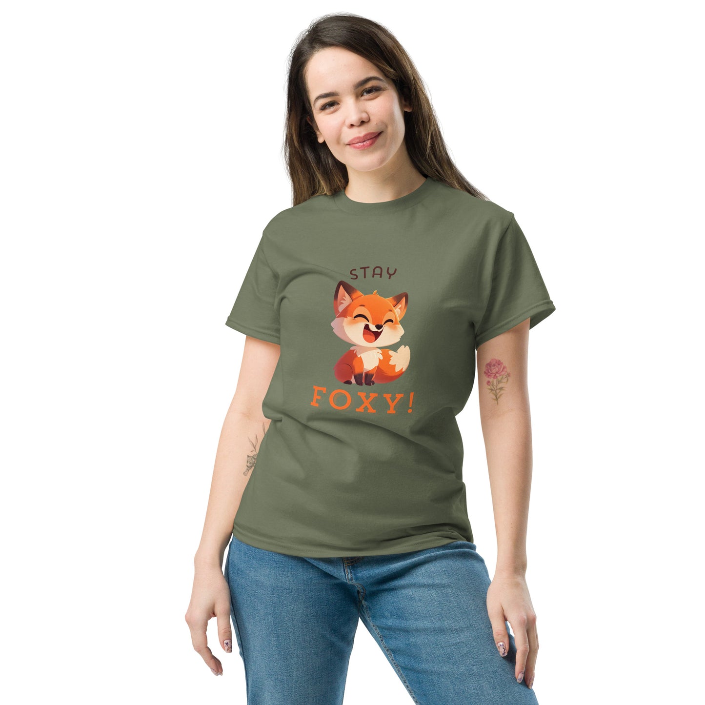 Stay foxy cartoon red fox Unisex classic tee