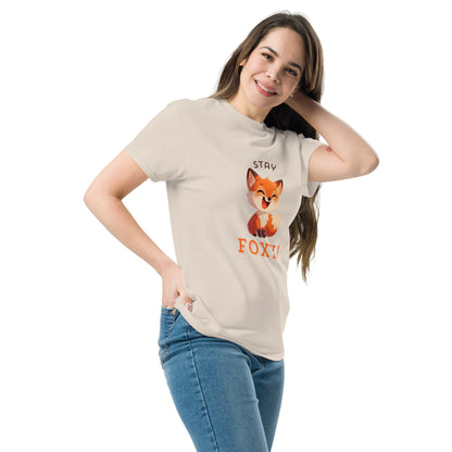 Restez foxy dessin animé renard roux Tee-shirt classique unisexe