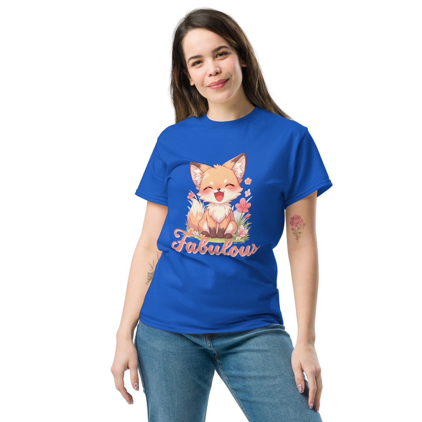 Fabuleux renard mignon souriant Tee-shirt classique unisexe