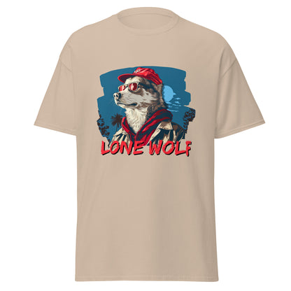 T-shirt classique unisexe avec casquette rouge Lone Wolf