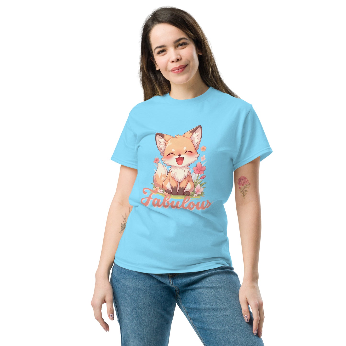 Fabulous cute fox smiling Unisex classic tee