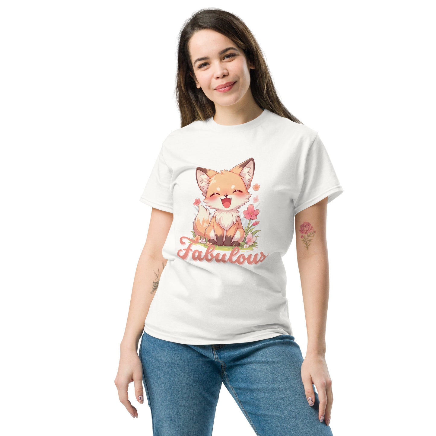 Fabuleux renard mignon souriant Tee-shirt classique unisexe