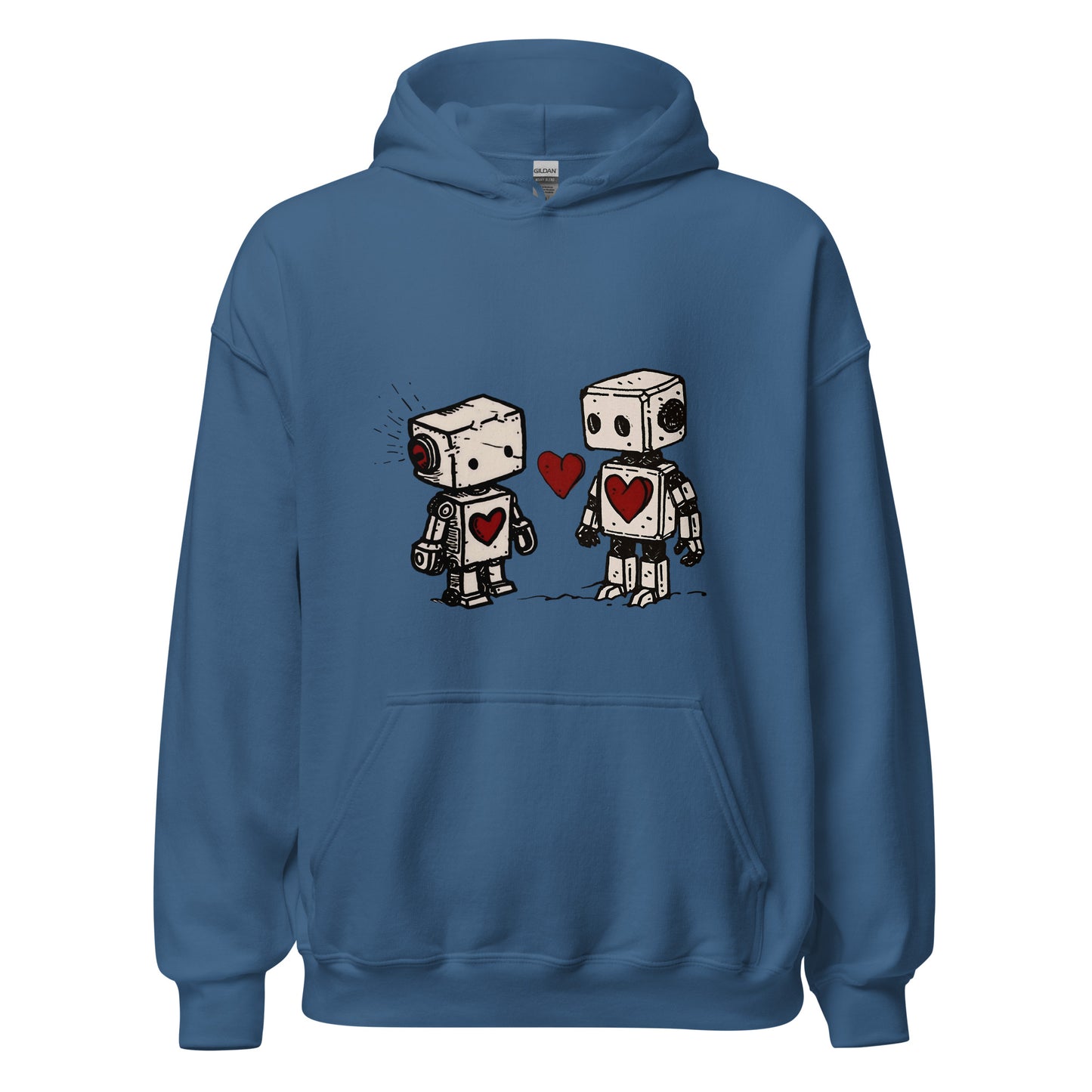 Robots couple in love sharing a heart Unisex Hoodie - Maddrick