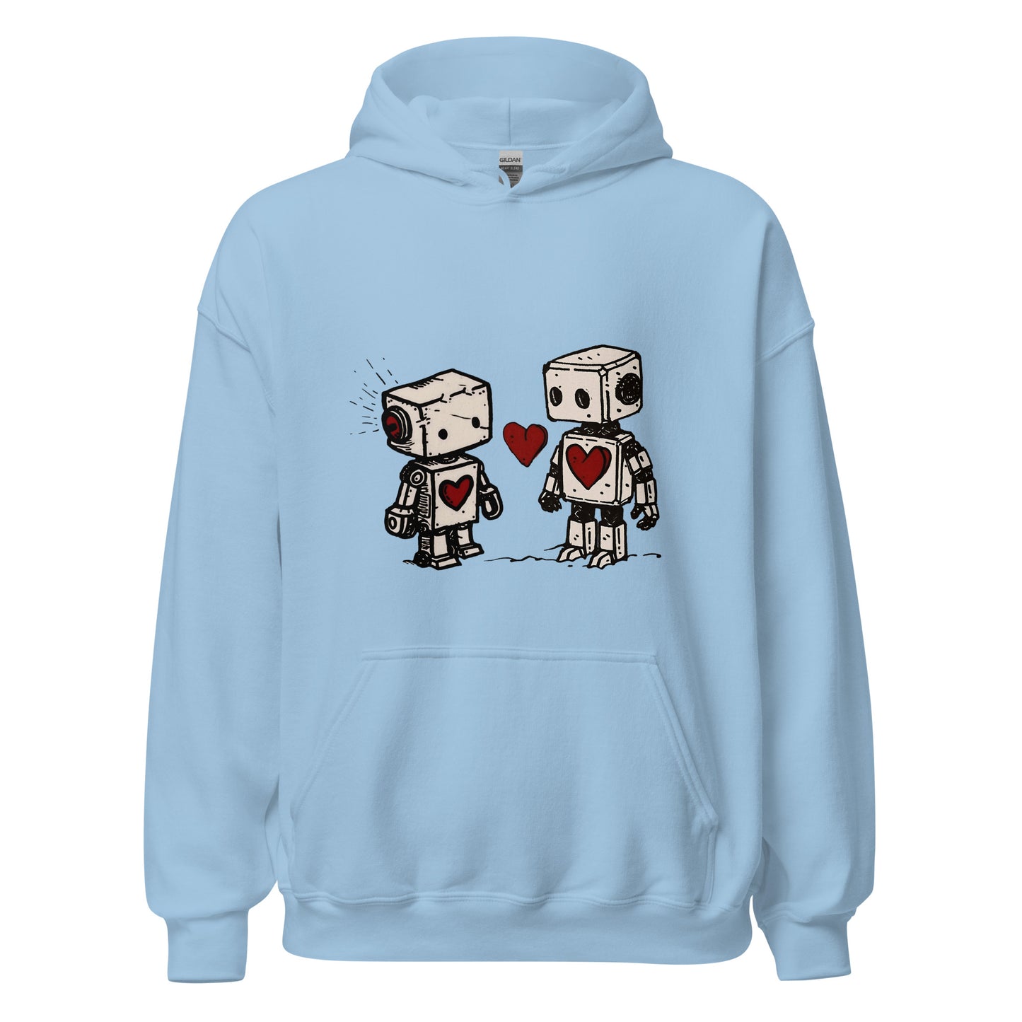 Robots couple in love sharing a heart Unisex Hoodie - Maddrick