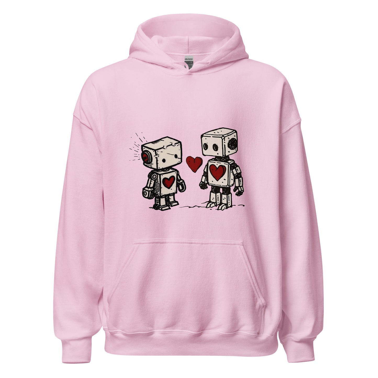 Robots couple in love sharing a heart Unisex Hoodie - Maddrick