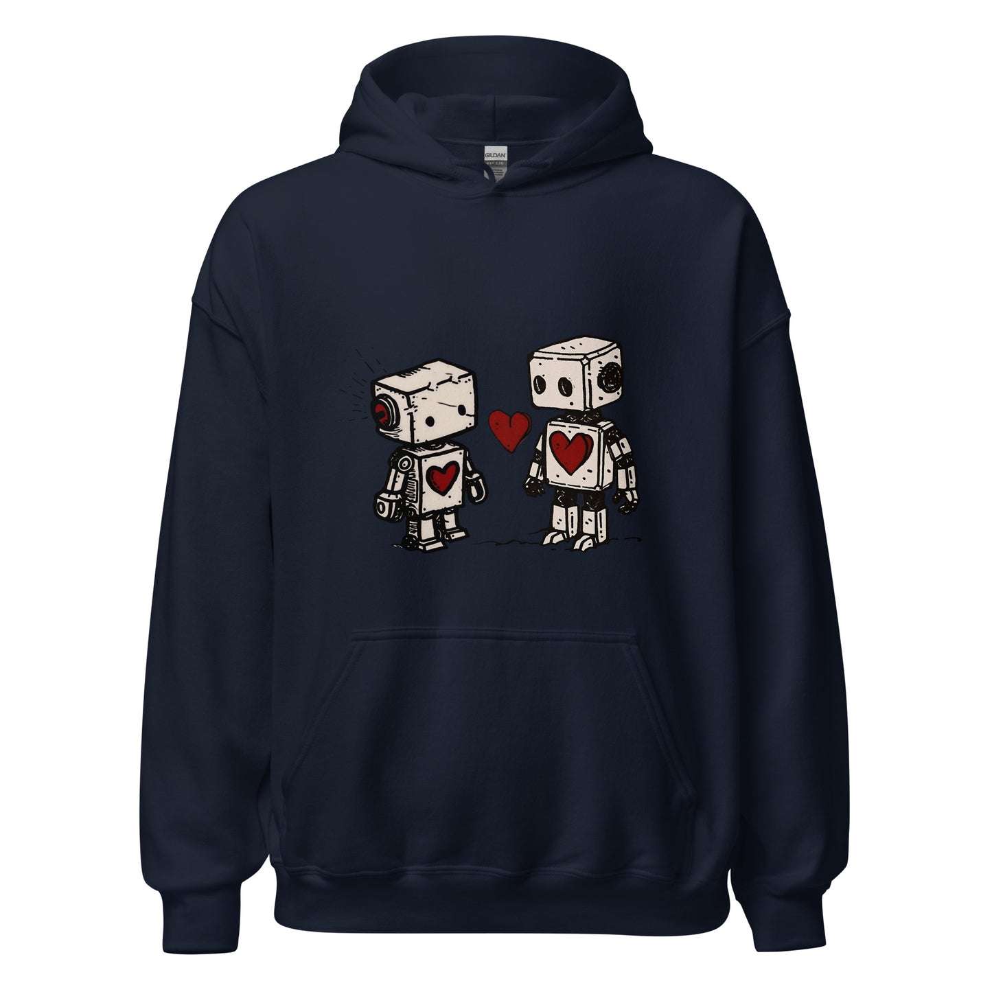 Robots couple in love sharing a heart Unisex Hoodie - Maddrick