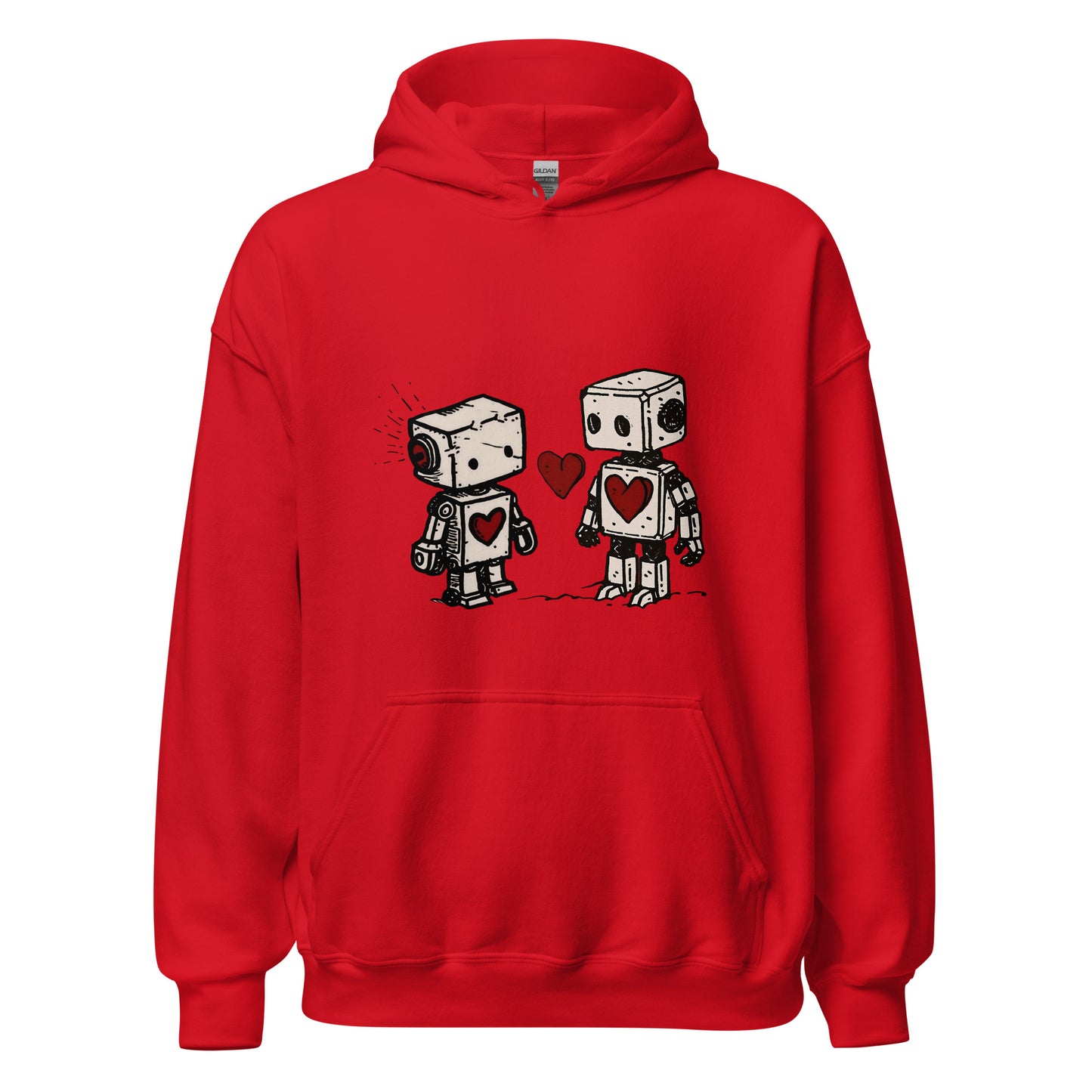 Robots couple in love sharing a heart Unisex Hoodie - Maddrick