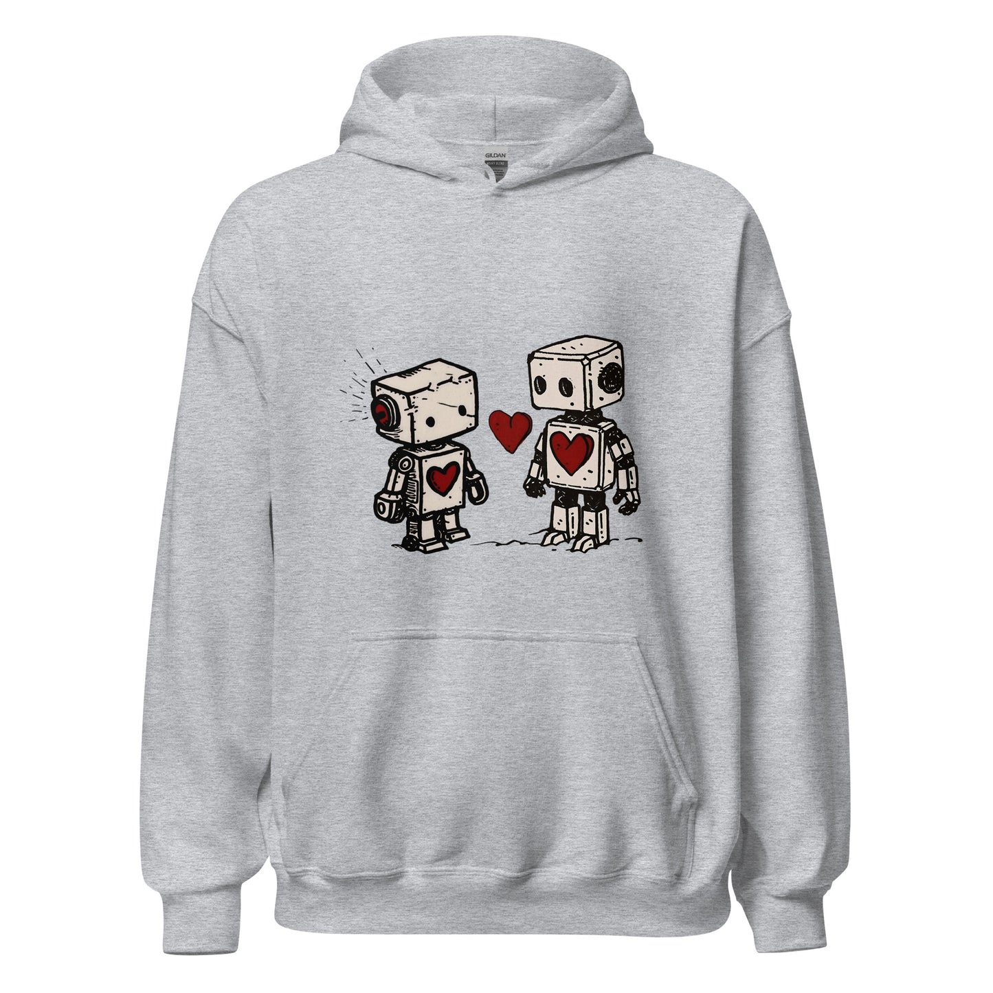 Robots couple in love sharing a heart Unisex Hoodie - Maddrick