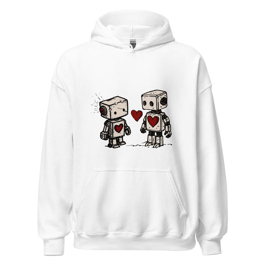 Robots couple in love sharing a heart Unisex Hoodie - Maddrick