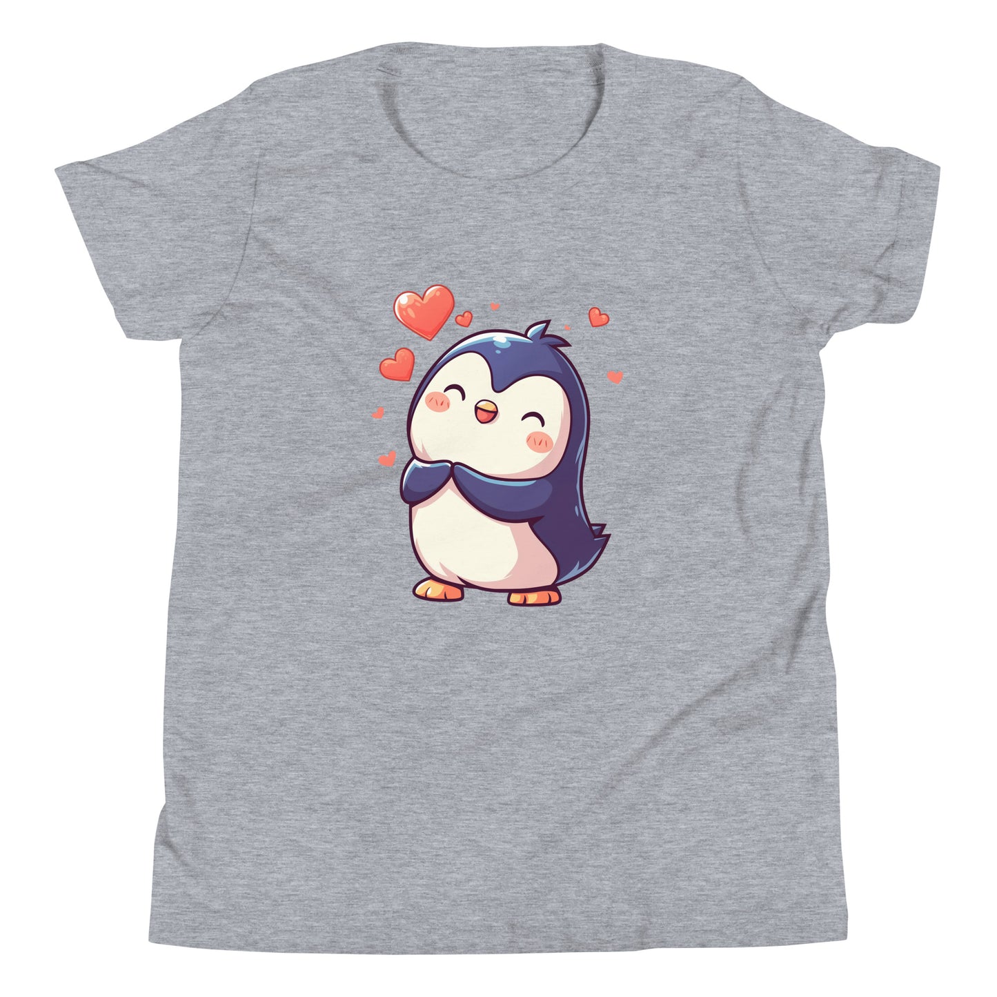 Pingouin mignon amoureux T-shirt à manches courtes pour jeunes