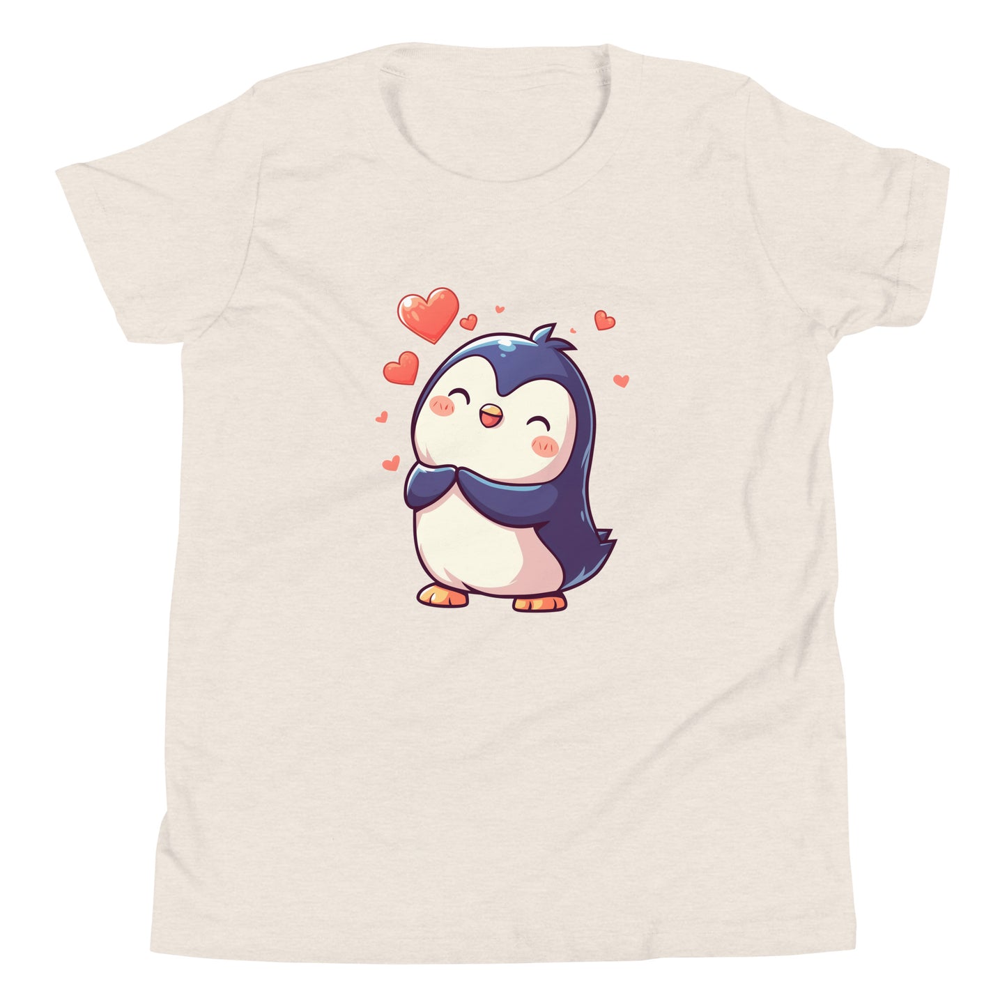 Pingouin mignon amoureux T-shirt à manches courtes pour jeunes