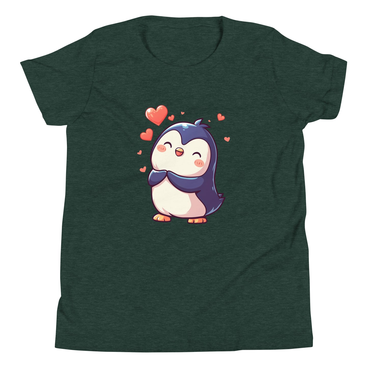 Pingouin mignon amoureux T-shirt à manches courtes pour jeunes