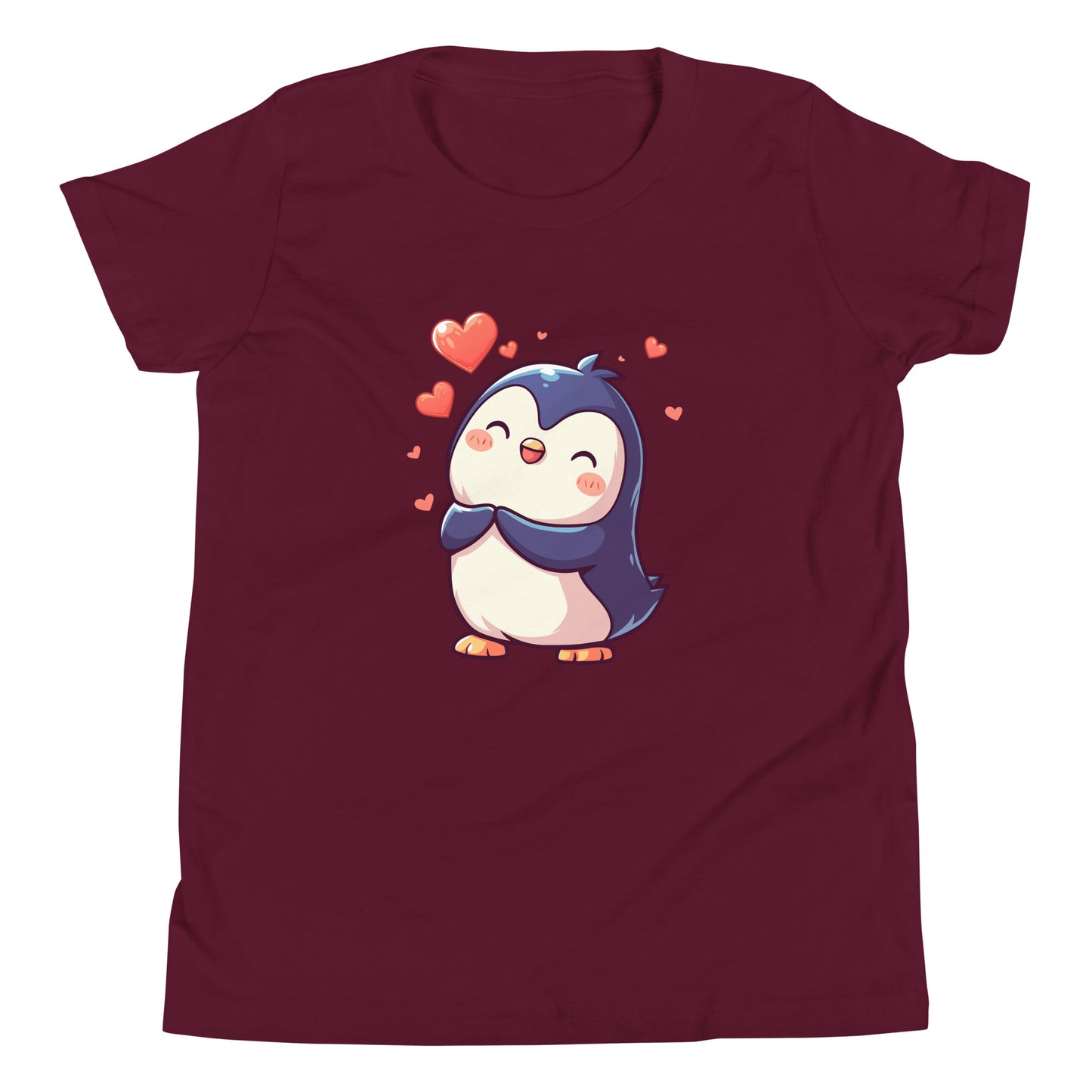 Pingouin mignon amoureux T-shirt à manches courtes pour jeunes