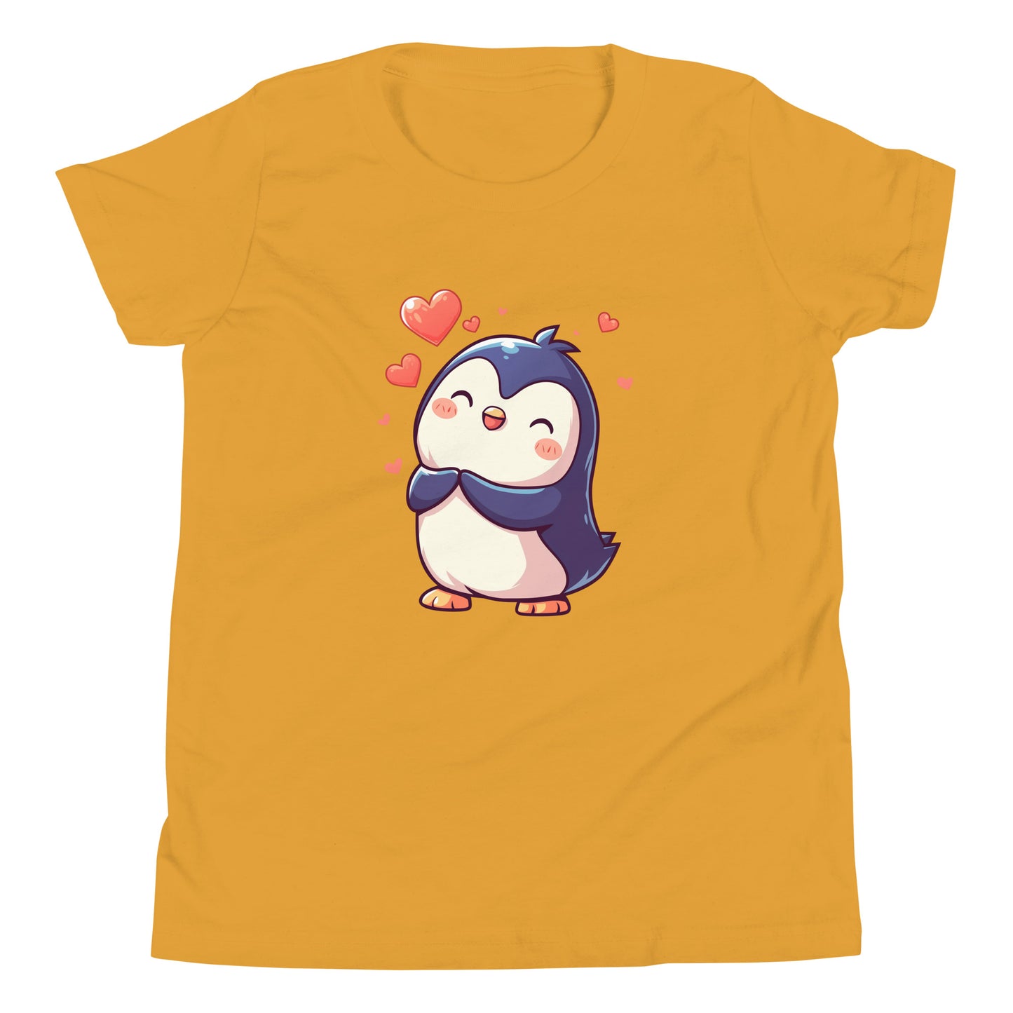 Pingouin mignon amoureux T-shirt à manches courtes pour jeunes