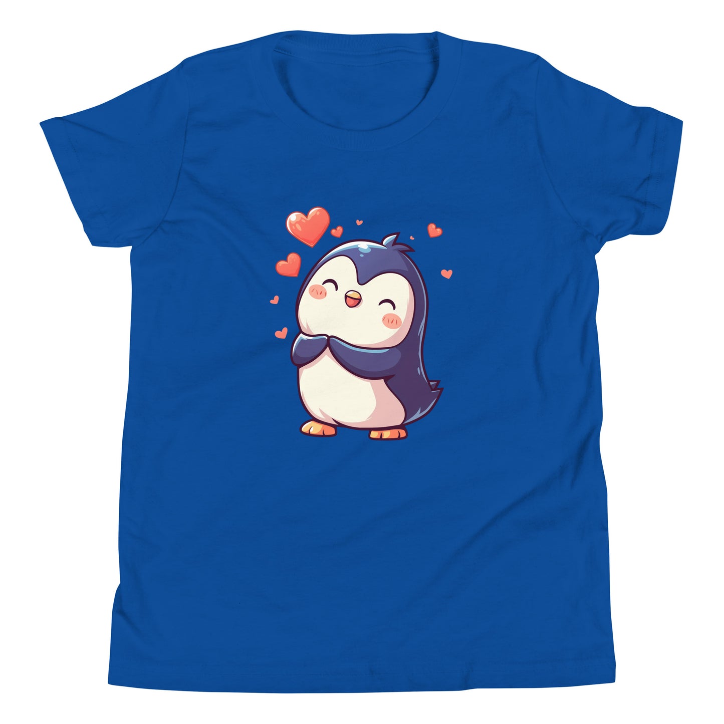 Pingouin mignon amoureux T-shirt à manches courtes pour jeunes