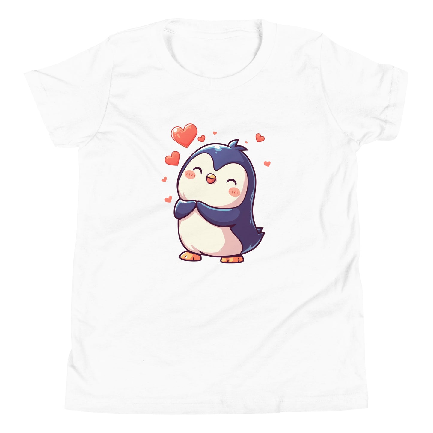 Pingouin mignon amoureux T-shirt à manches courtes pour jeunes